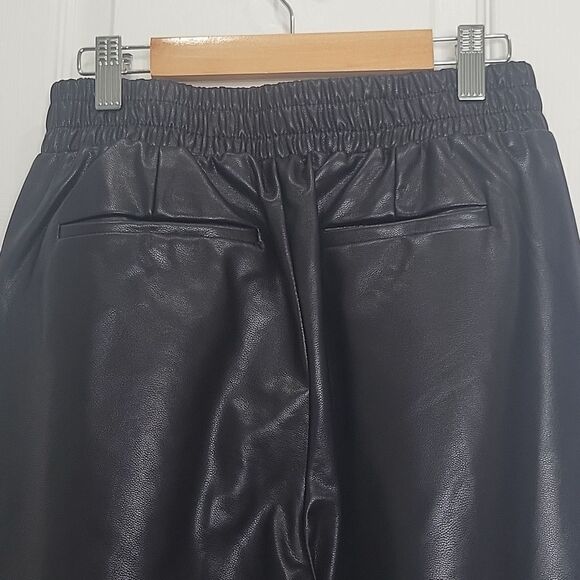 OLIVACEOUS Black Faux Leather High Rise Joggers. Size Small - Picture 5 of 6